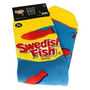 Swedish Fish Odd Sox Men's Crew Socks Novelty Fits Shoe Size 8-12 and Women 9-13